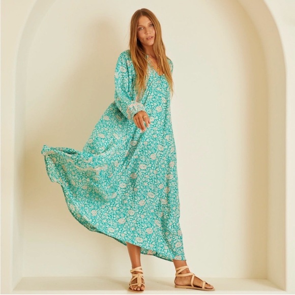 NEW NATALIE MARTIN Fiore Silk Maxi Dress - Amalfi Sea - Picture 3 of 16